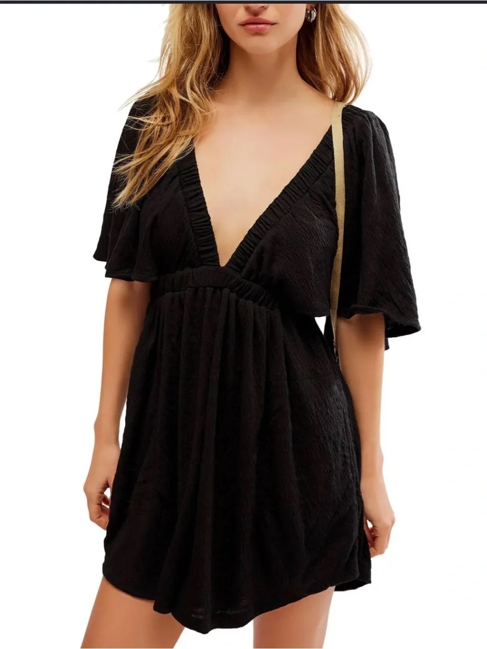 Free People Black Deep V Romper